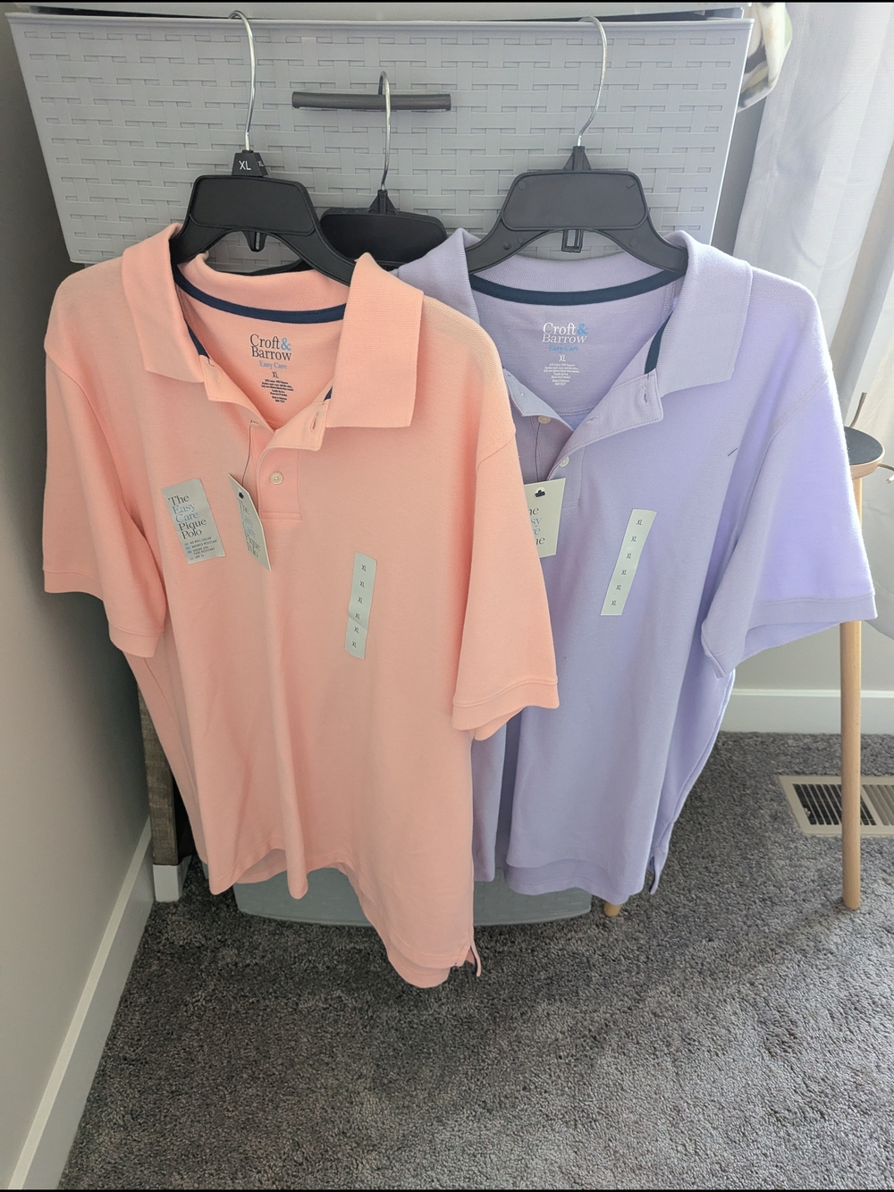 Croft & Barrow Short-Sleeve Polo — Peach with Navy Trim
